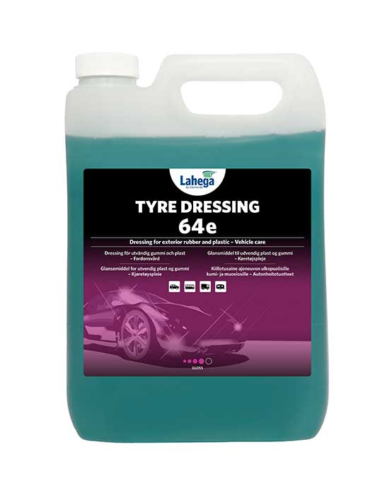 Lahega Tyre Dressing 64e 5 liters plastdunk – glansmedel för däcksidor med UV-resistent skydd